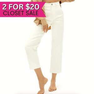 Everlane Womens White TALL High Waisted Straight Leg Crop Jeans Size 14 Denim
